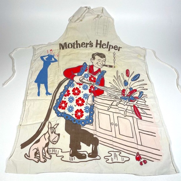 Vintage 1960s Novelty "Mother's‎ Helper" Bib Apron by Bart Bonebrake - Picture 1 of 7